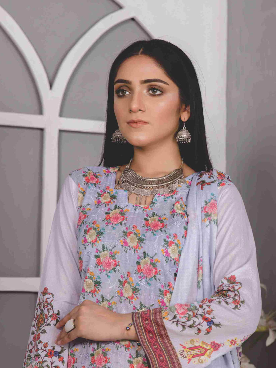 Faryal Unstitched Mother Collection Chikankari Lawn 3 Piece Suit D-53 - FaisalFabrics.pk