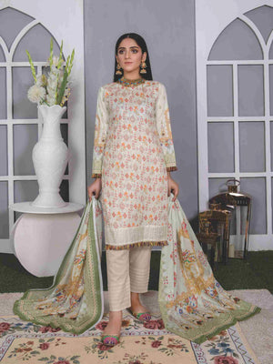 Faryal Unstitched Mother Collection Chikankari Lawn 3 Piece Suit D-55 - FaisalFabrics.pk