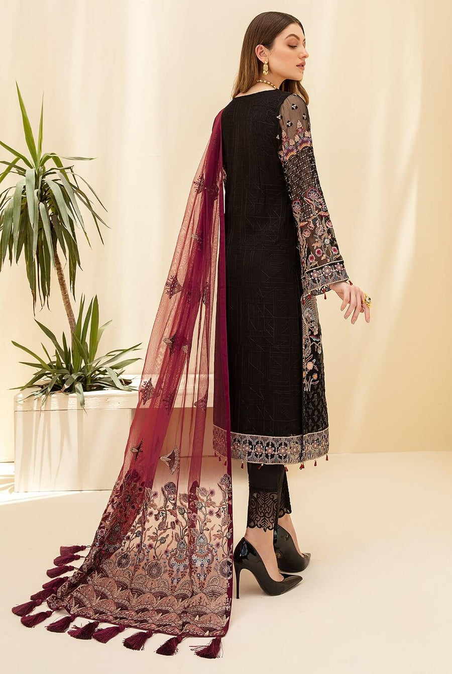 Ramsha Rangoon Vol-07 Luxury Chiffon Unstitched 3 Piece Suit D-705 - FaisalFabrics.pk