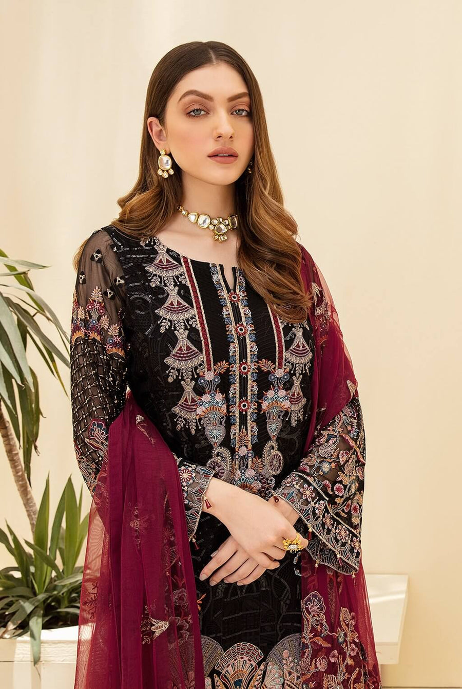 Ramsha Rangoon Vol-07 Luxury Chiffon Unstitched 3 Piece Suit D-705 - FaisalFabrics.pk