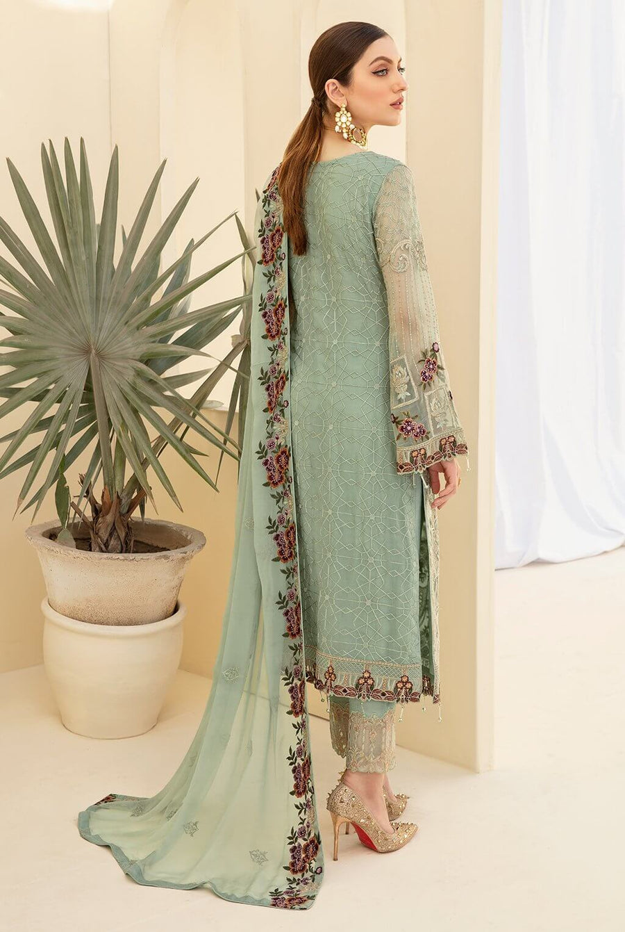 Ramsha Rangoon Vol-07 Luxury Chiffon Unstitched 3 Piece Suit D-706 - FaisalFabrics.pk