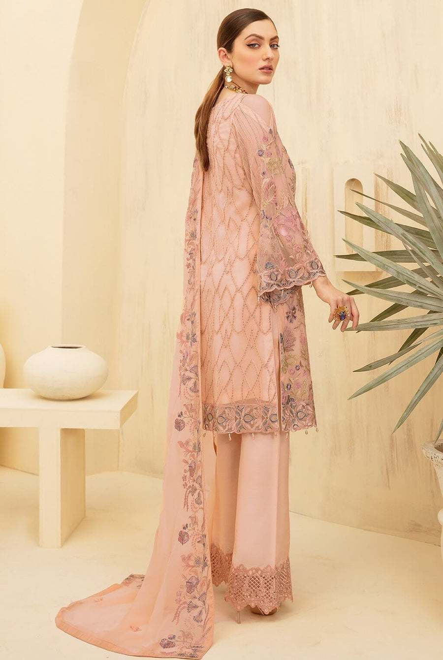 Ramsha Rangoon Vol-07 Luxury Chiffon Unstitched 3 Piece Suit D-711 - FaisalFabrics.pk