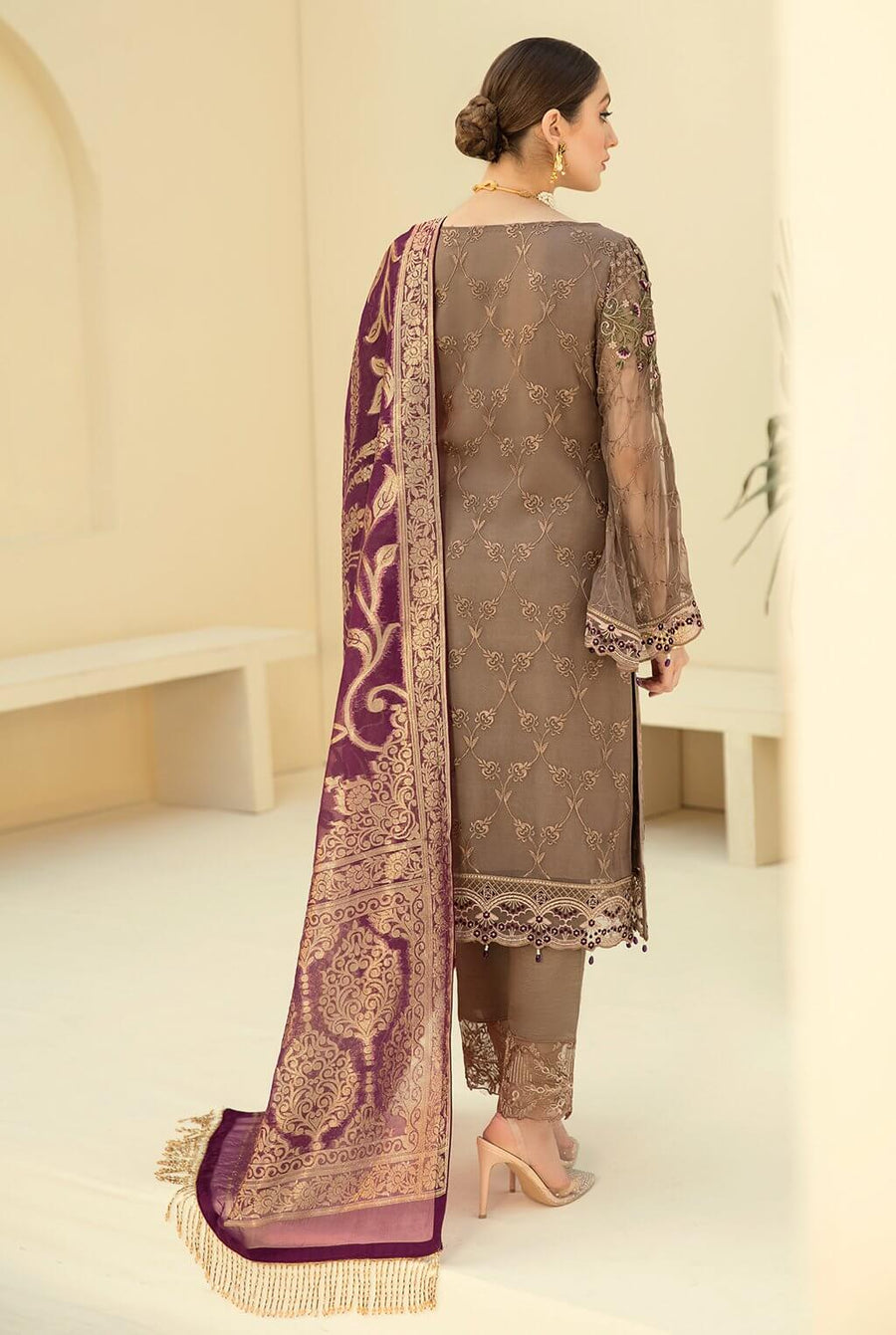 Ramsha Rangoon Vol-07 Luxury Chiffon Unstitched 3 Piece Suit D-712 - FaisalFabrics.pk