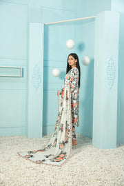 Tehreem by Tawakkal Fabrics Digital Printed Silk 3Pc Suit D-7873