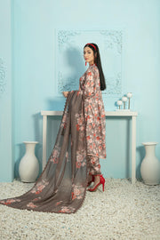 Tehreem by Tawakkal Fabrics Digital Printed Silk 3Pc Suit D-7876