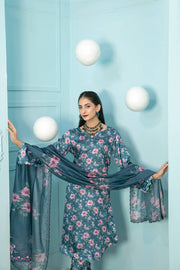 Tehreem by Tawakkal Fabrics Digital Printed Silk 3Pc Suit D-7879