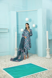 Tehreem by Tawakkal Fabrics Digital Printed Silk 3Pc Suit D-7879