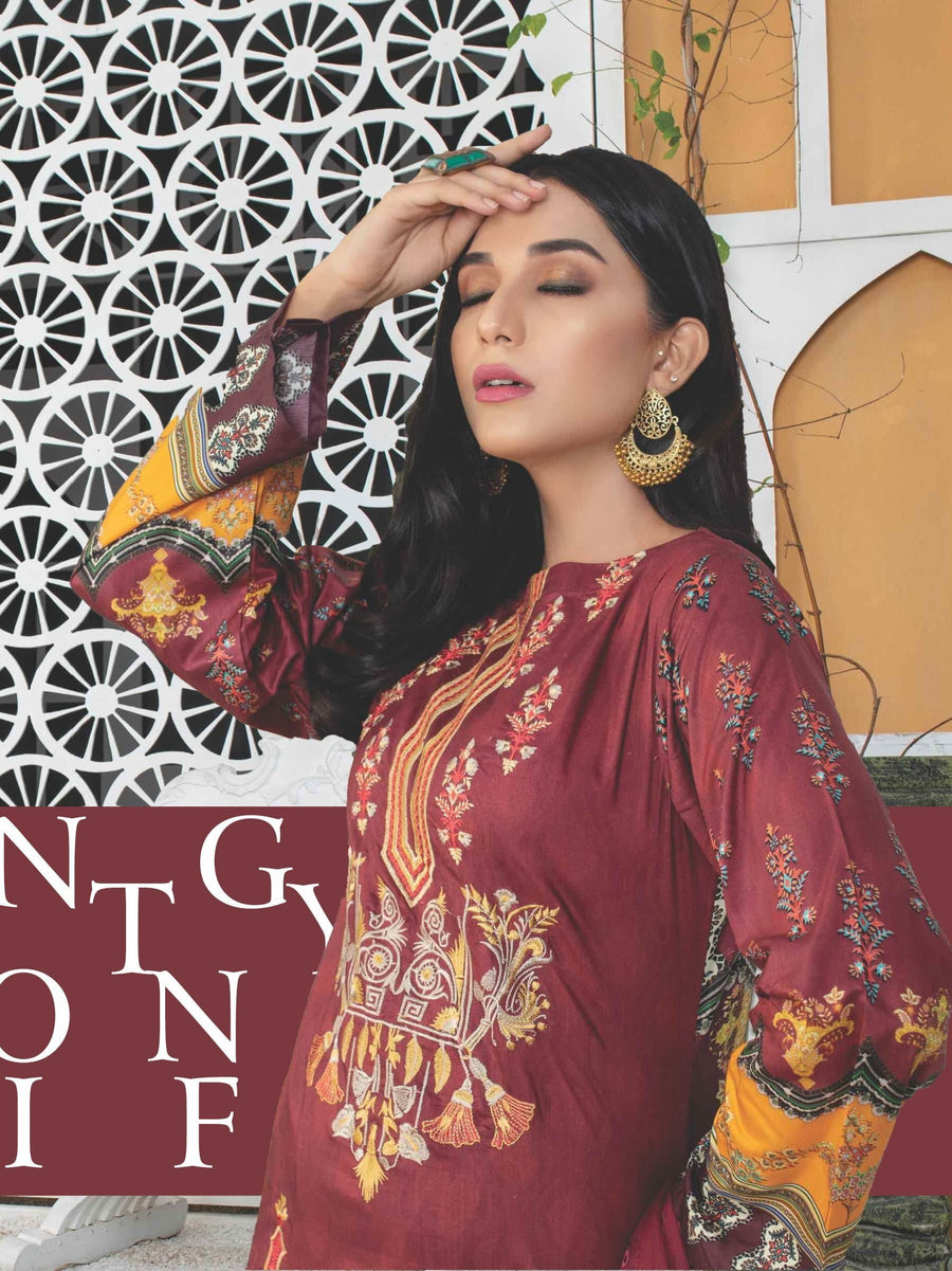 MIRAAL Embroidered Viscose Fall Winter Unstitched 3 Piece Suit D-899 - FaisalFabrics.pk