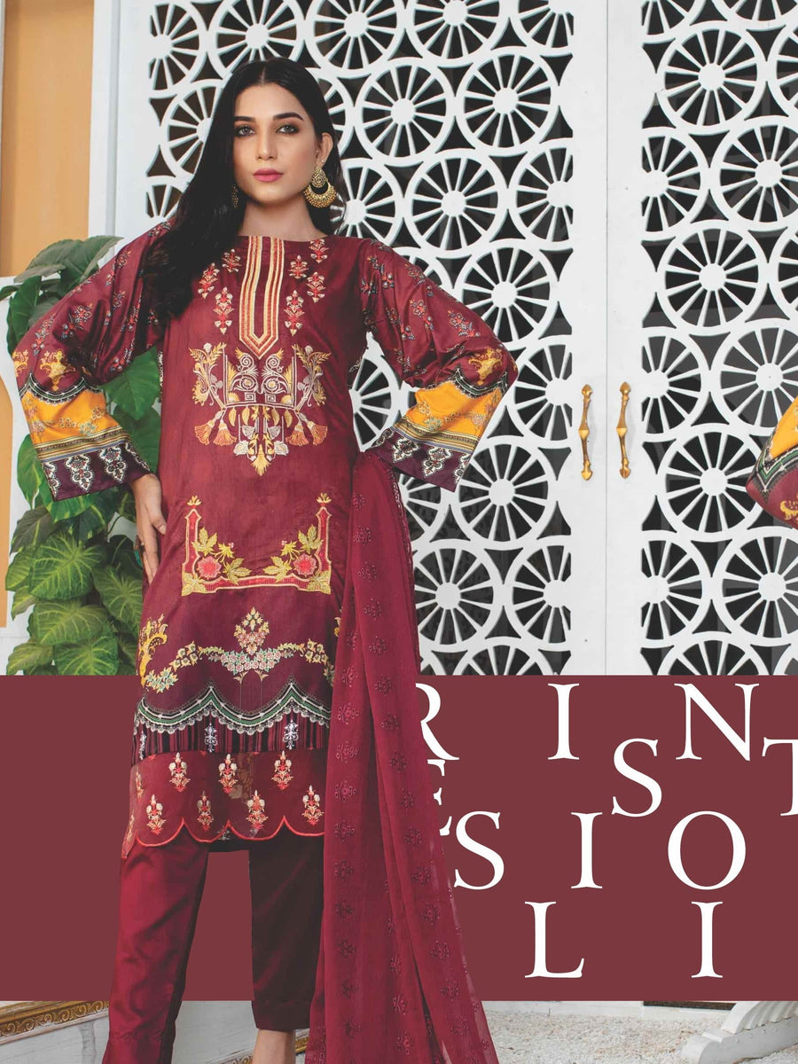 MIRAAL Embroidered Viscose Fall Winter Unstitched 3 Piece Suit D-899 - FaisalFabrics.pk