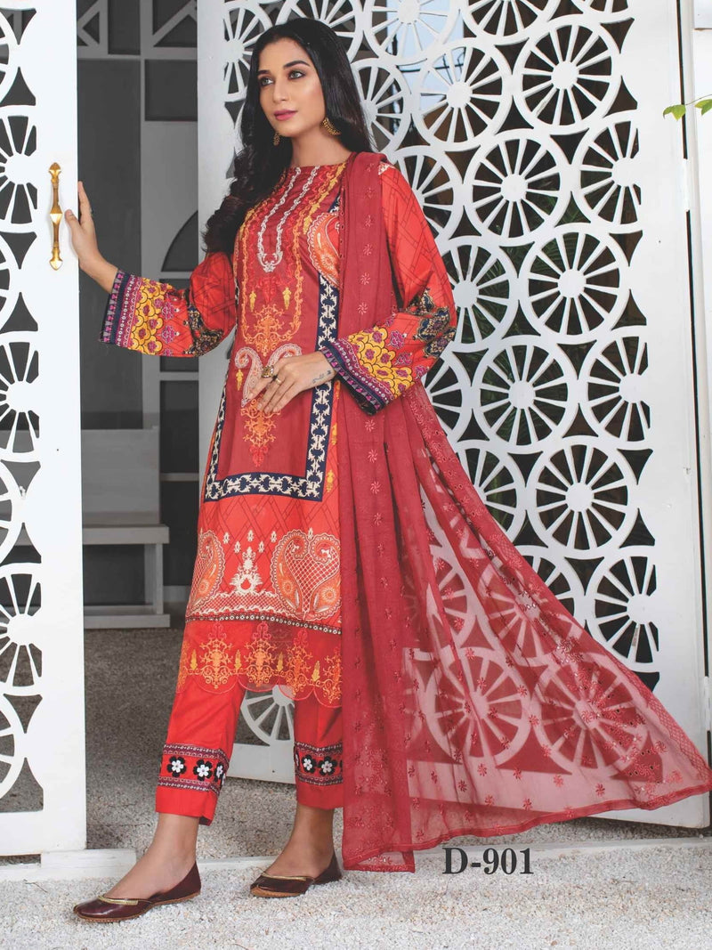 MIRAAL Embroidered Viscose Fall Winter Unstitched 3 Piece Suit D-901 - FaisalFabrics.pk
