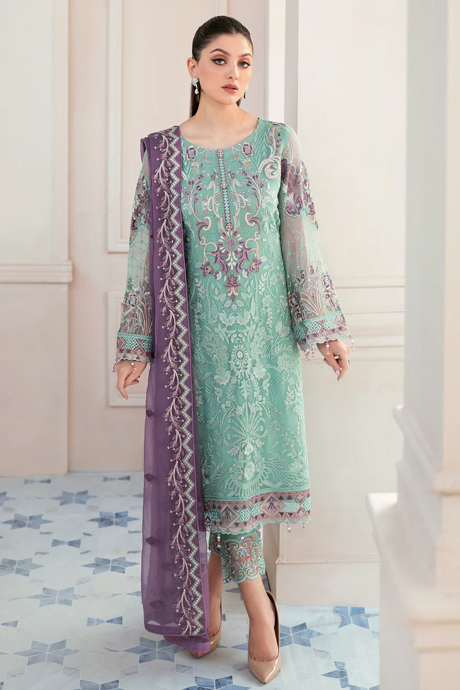 Ramsha Rangoon Vol-09 Luxury Chiffon Unstitched 3Pc Suit D-902