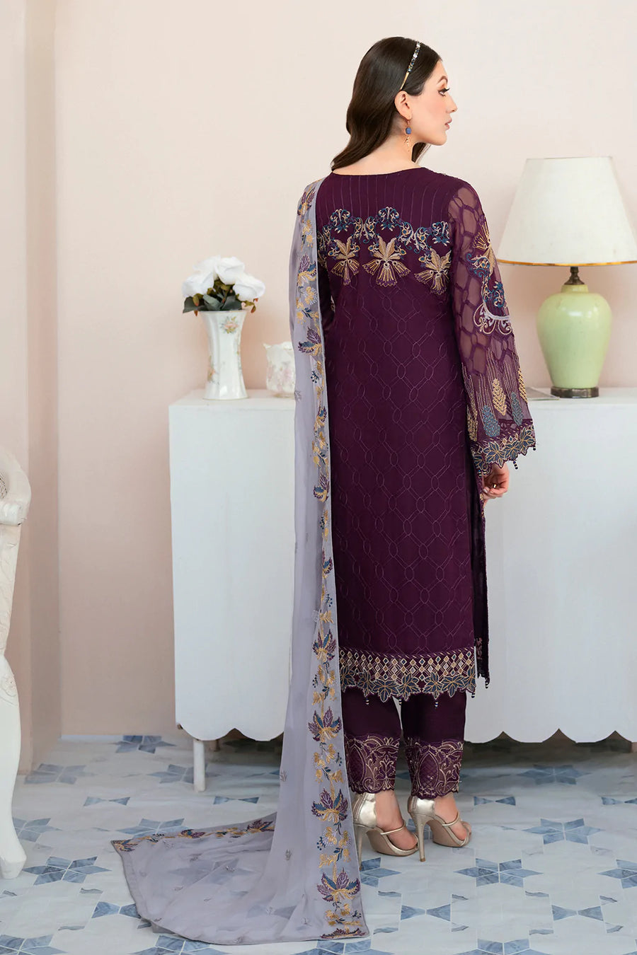Ramsha Rangoon Vol-09 Luxury Chiffon Unstitched 3Pc Suit D-904