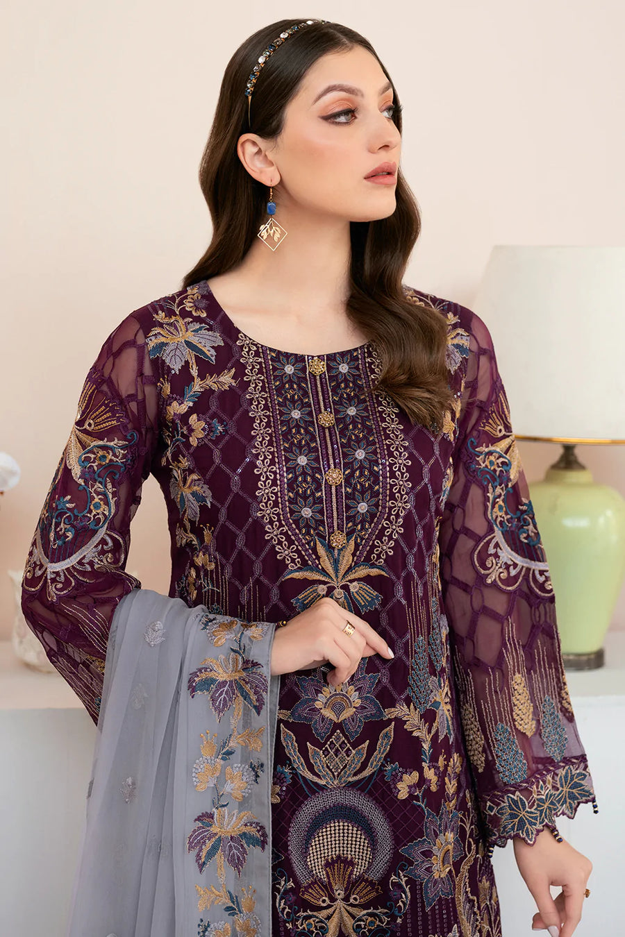 Ramsha Rangoon Vol-09 Luxury Chiffon Unstitched 3Pc Suit D-904