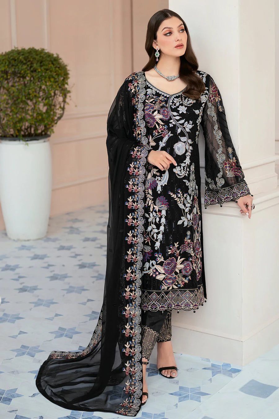 Ramsha Rangoon Vol-09 Luxury Chiffon Unstitched 3Pc Suit D-906