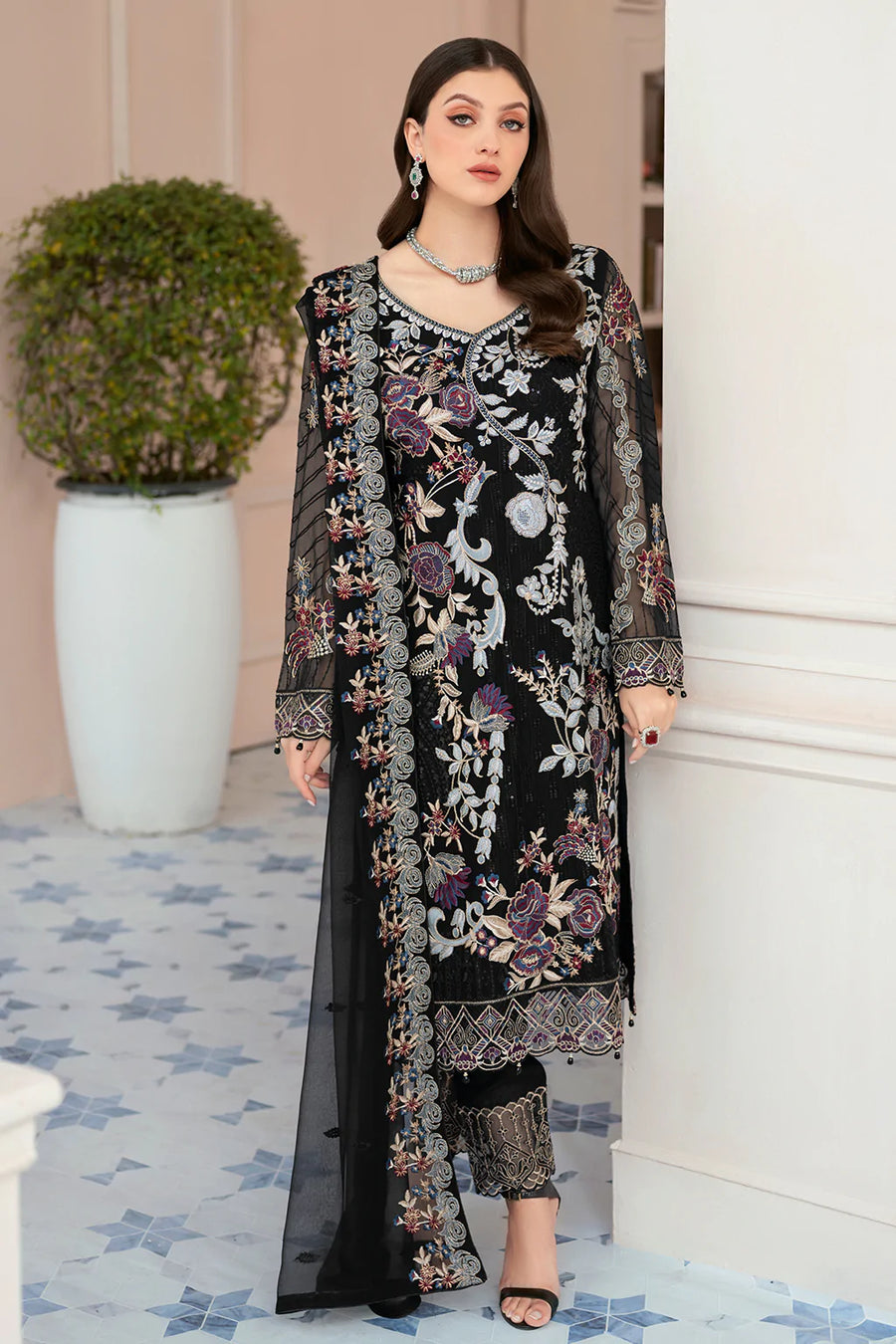 Ramsha Rangoon Vol-09 Luxury Chiffon Unstitched 3Pc Suit D-906
