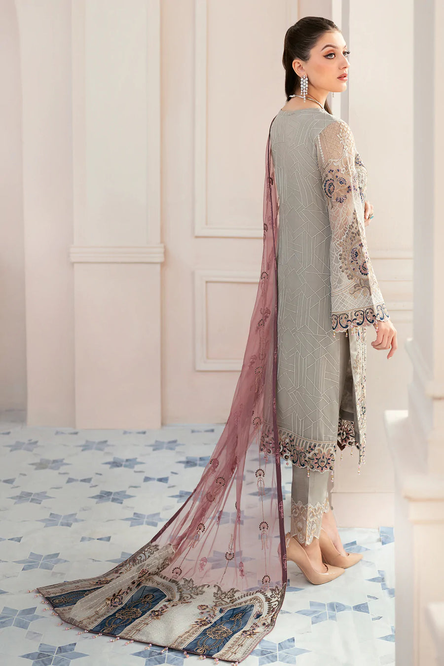 Ramsha Rangoon Vol-09 Luxury Chiffon Unstitched 3Pc Suit D-907