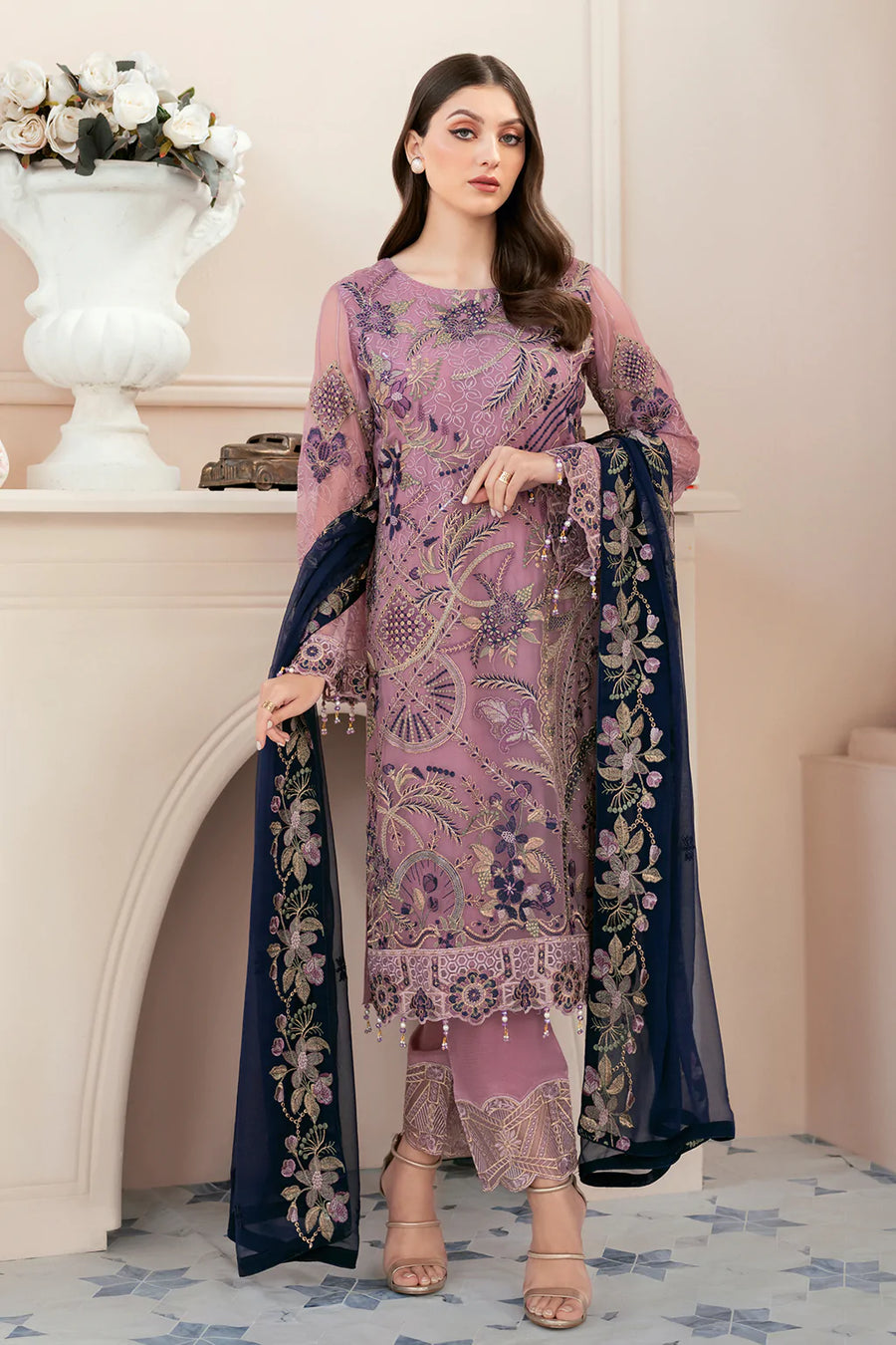 Ramsha Rangoon Vol-09 Luxury Chiffon Unstitched 3Pc Suit D-910