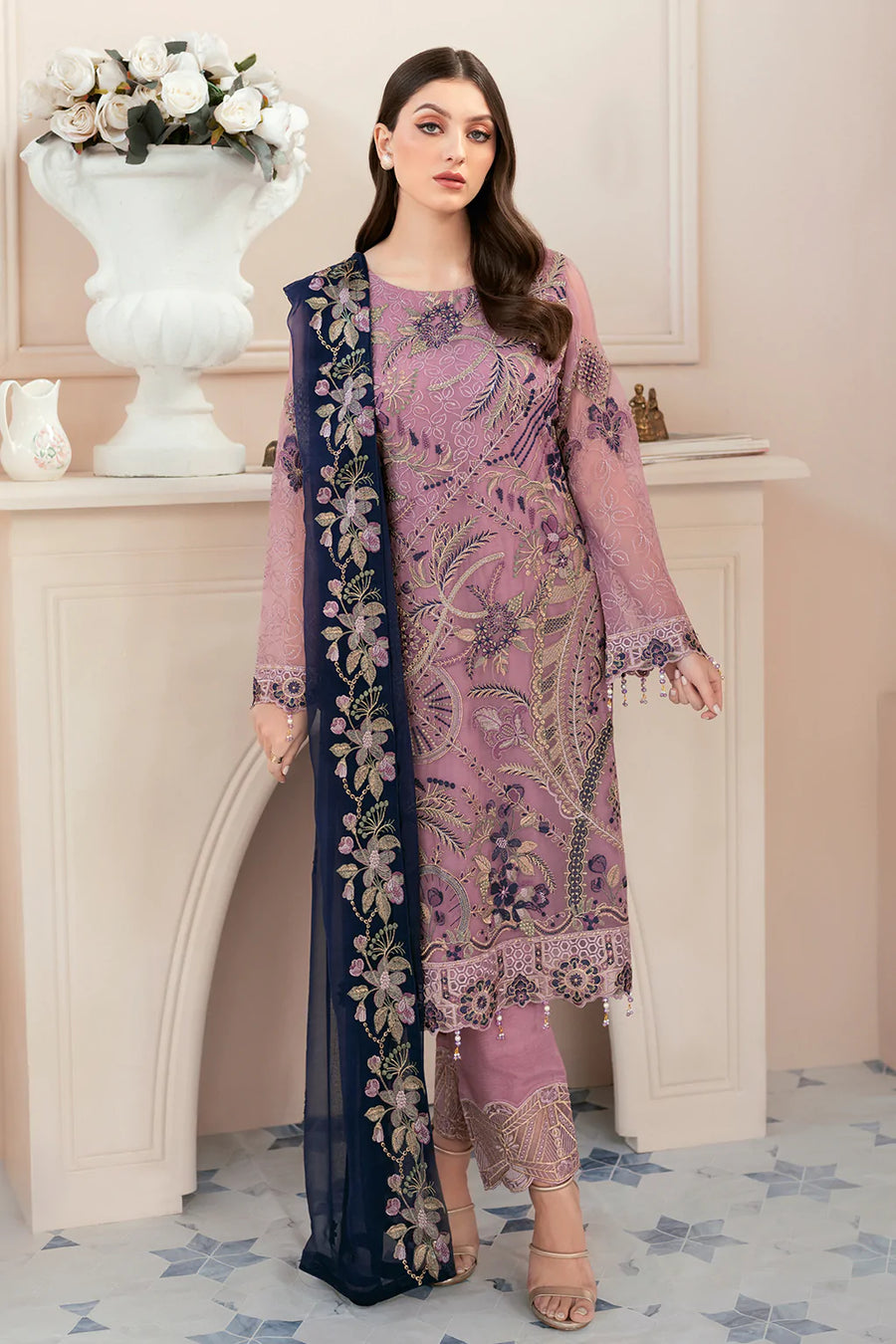 Ramsha Rangoon Vol-09 Luxury Chiffon Unstitched 3Pc Suit D-910