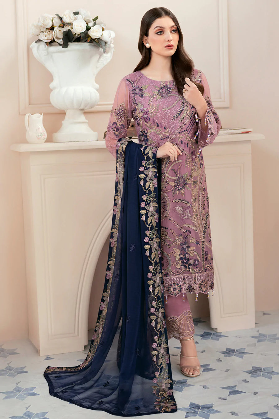 Ramsha Rangoon Vol-09 Luxury Chiffon Unstitched 3Pc Suit D-910