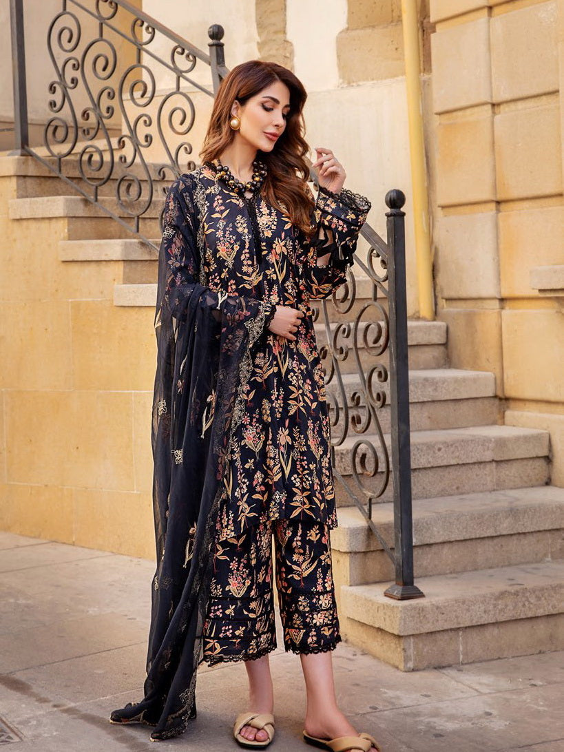 The Cords by Panache Unstitched Embroidered Linen 3Pc Suit D-01