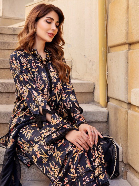The Cords by Panache Unstitched Embroidered Linen 3Pc Suit D-01