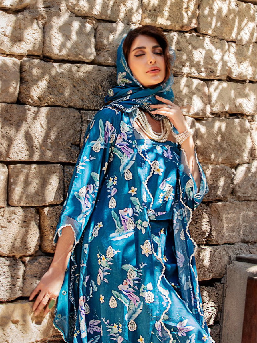 The Cords by Panache Unstitched Embroidered Linen 3Pc Suit D-02