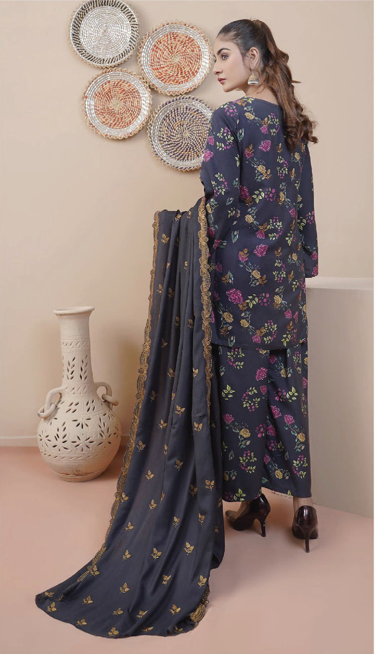 Rangoli by Puri Fabrics Unstitched Embroidered Woolen 3Pc Suit D-03