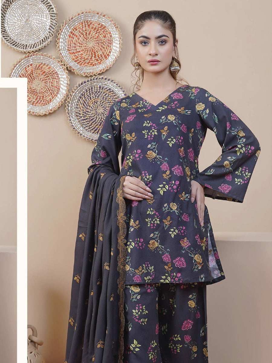Rangoli by Puri Fabrics Unstitched Embroidered Woolen 3Pc Suit D-03