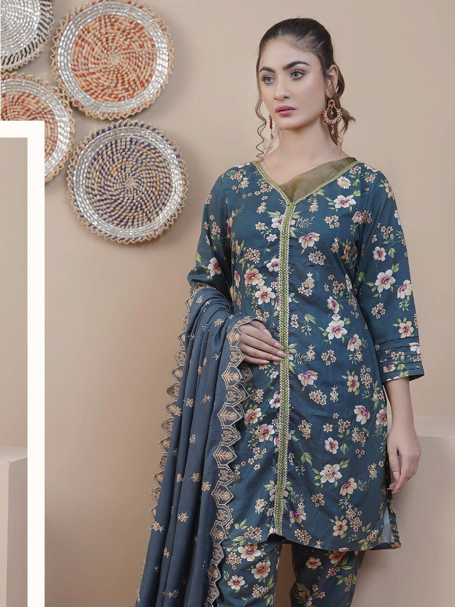 Rangoli by Puri Fabrics Unstitched Embroidered Woolen 3Pc Suit D-05