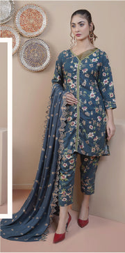 Rangoli by Puri Fabrics Unstitched Embroidered Woolen 3Pc Suit D-05