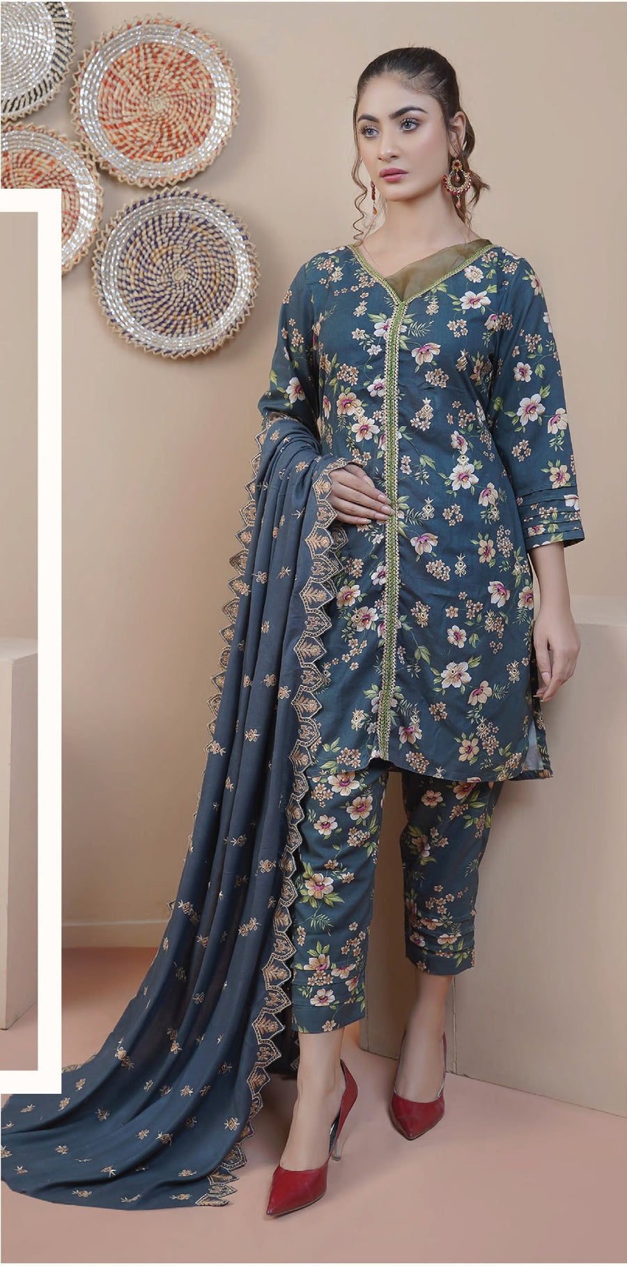 Rangoli by Puri Fabrics Unstitched Embroidered Woolen 3Pc Suit D-05