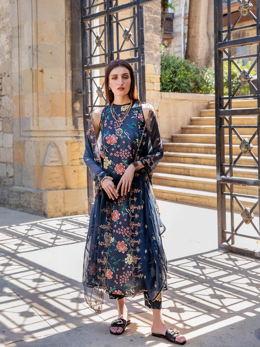 The Cords by Panache Unstitched Embroidered Linen 3Pc Suit D-06