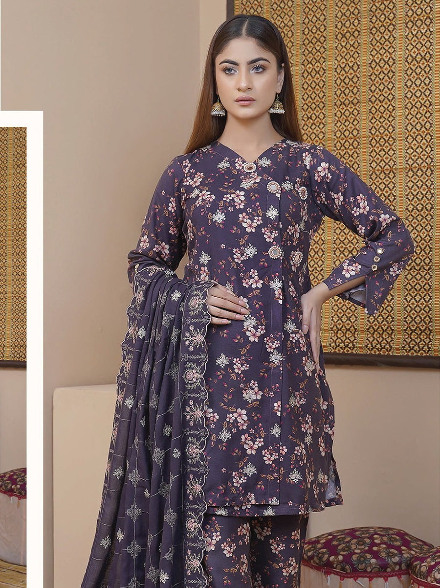 Rangoli by Puri Fabrics Unstitched Embroidered Woolen 3Pc Suit D-08