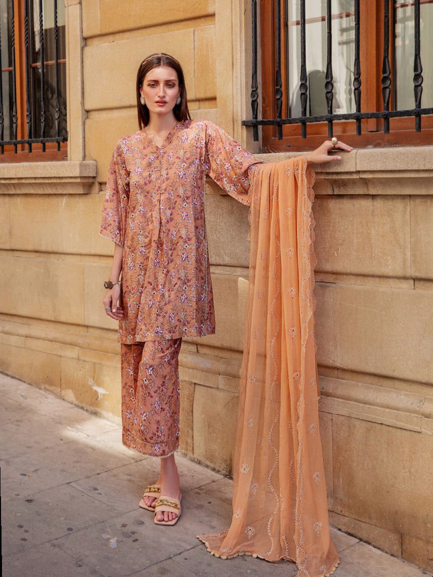 The Cords by Panache Unstitched Embroidered Linen 3Pc Suit D-09