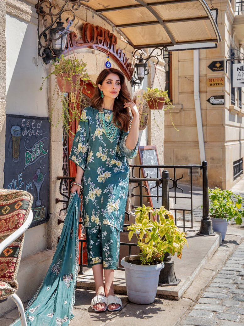 The Cords by Panache Unstitched Embroidered Linen 3Pc Suit D-10