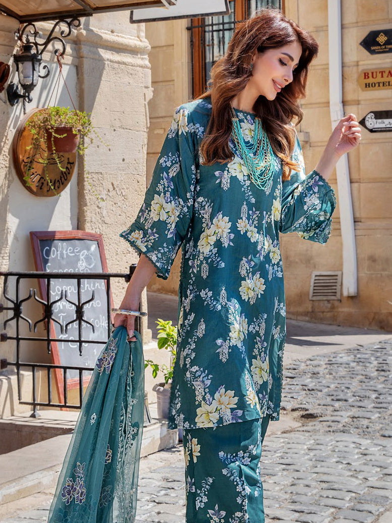 The Cords by Panache Unstitched Embroidered Linen 3Pc Suit D-10
