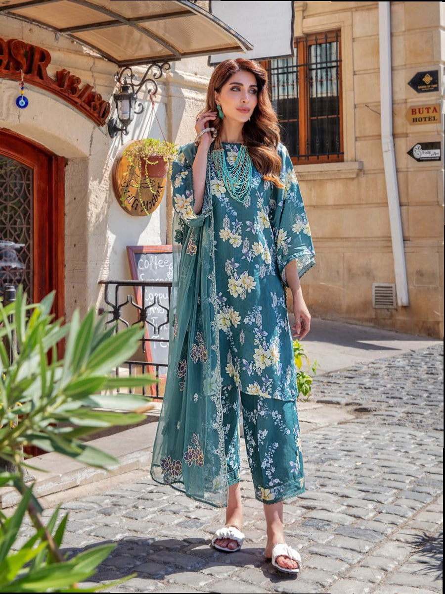 The Cords by Panache Unstitched Embroidered Linen 3Pc Suit D-10