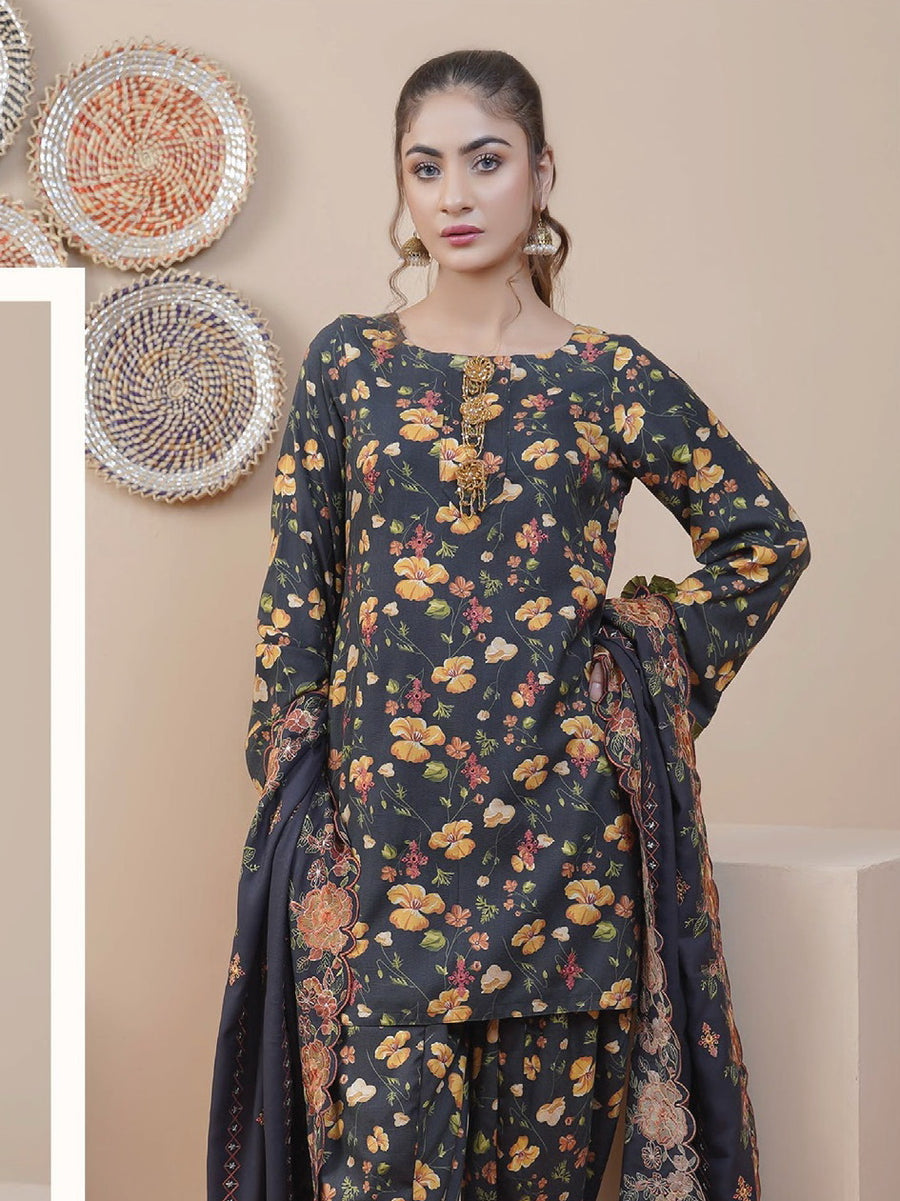 Rangoli by Puri Fabrics Unstitched Embroidered Woolen 3Pc Suit D-10