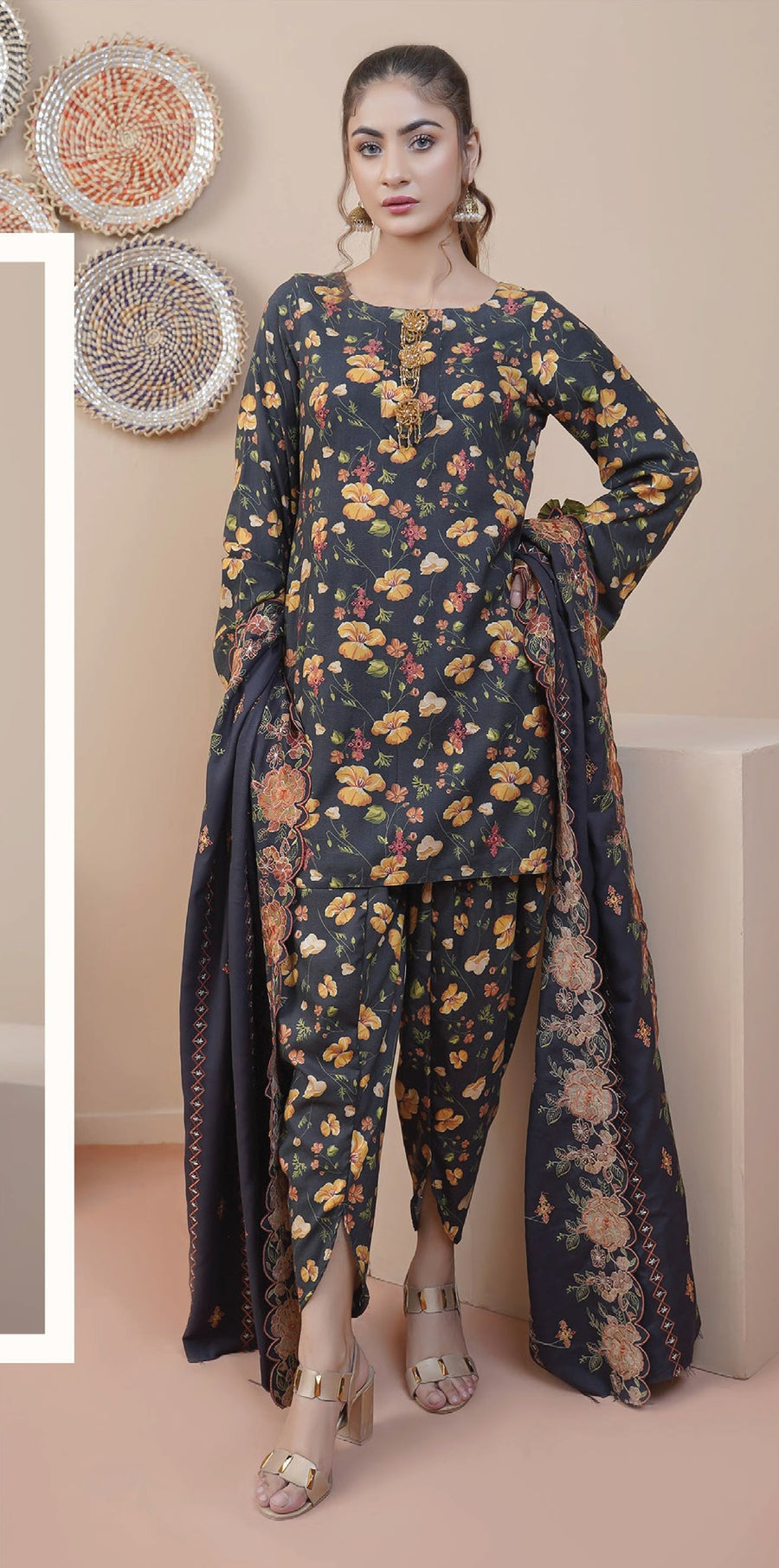 Rangoli by Puri Fabrics Unstitched Embroidered Woolen 3Pc Suit D-10
