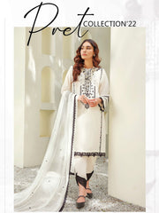 ILAHA Luxury Festive Pret Embroidered Lawn 3Pc Suit D-07 BLACKLEY