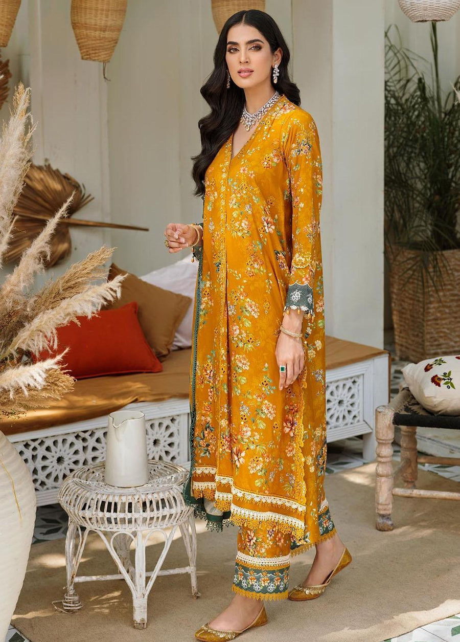 Noor by Saadia Asad Embroidered Linen Unstitched 3Pc Suit D-1B