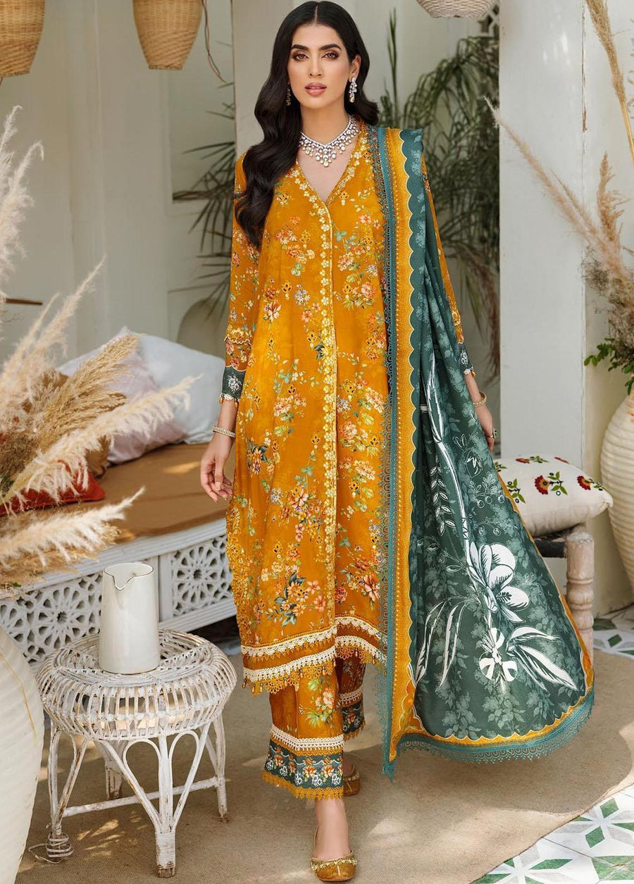 Noor by Saadia Asad Embroidered Linen Unstitched 3Pc Suit D-1B