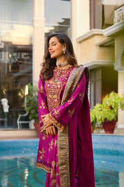 Rang Rasiya Premium Winter Unstitched 3pc Embroidered Suit D-11 Roshanay - FaisalFabrics.pk