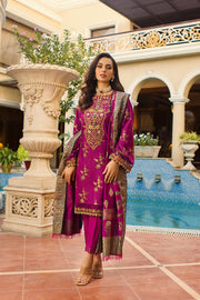 Rang Rasiya Premium Winter Unstitched 3pc Embroidered Suit D-11 Roshanay - FaisalFabrics.pk