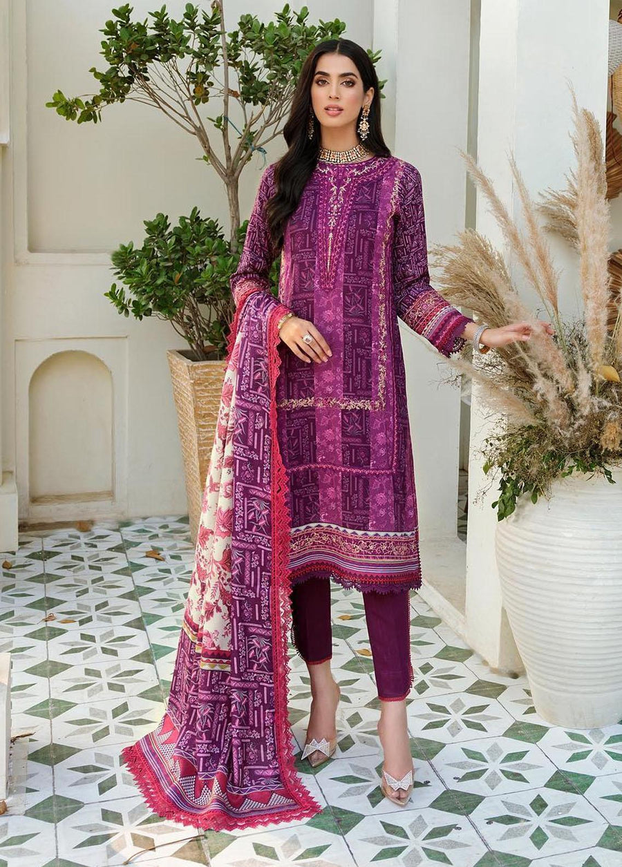 Noor by Saadia Asad Embroidered Linen Unstitched 3Pc Suit D-2A