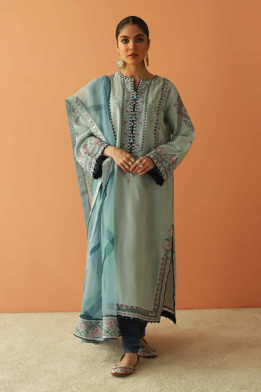 Zara Shahjahan Unstitched Embroidered Lawn 3 Piece Suit D23-14B