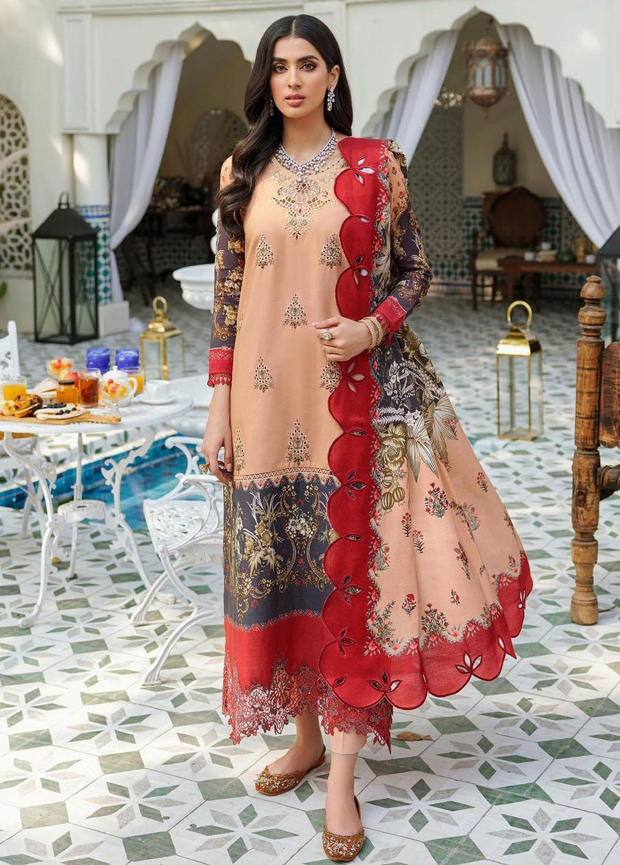 Noor by Saadia Asad Embroidered Linen Unstitched 3Pc Suit D-4B