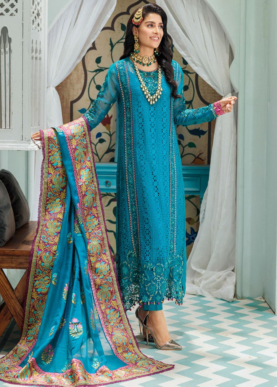 Noor By Saadia Asad Embroidered Chiffon Unstitched 3 Piece Suits - D5