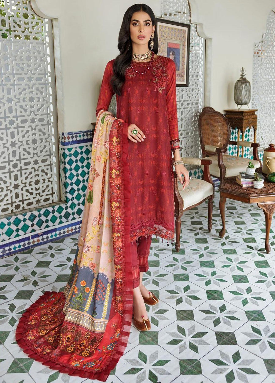 Noor by Saadia Asad Embroidered Linen Unstitched 3Pc Suit D-6A