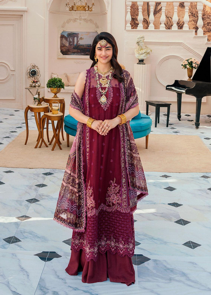 Noor By Saadia Asad Embroidered Chiffon Unstitched 3 Piece Suits - D6